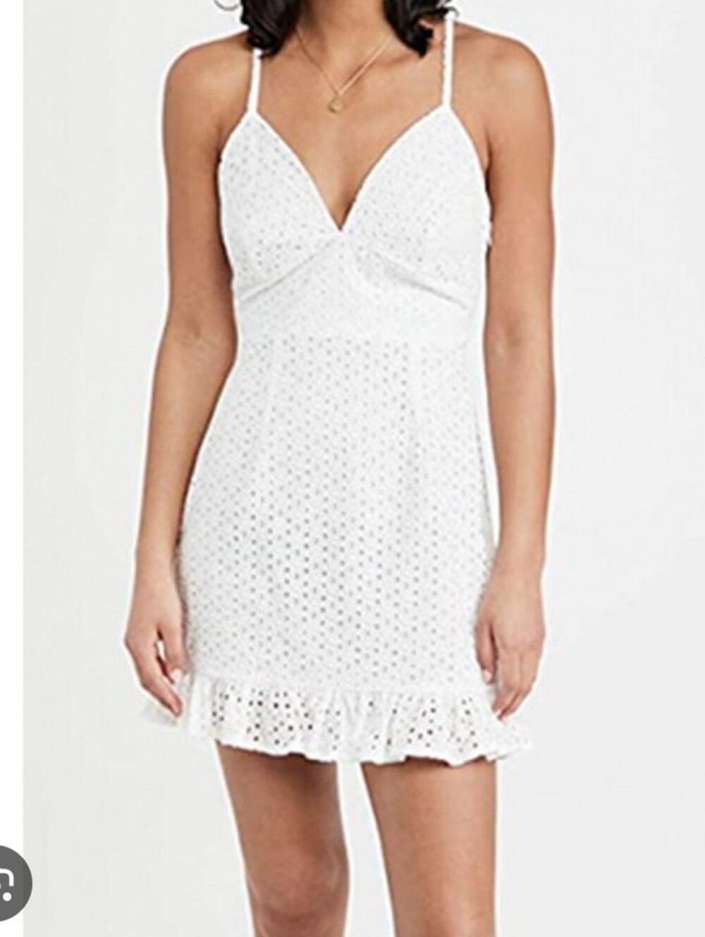 MINKPINK anthropologie White Eyelet Lace Spaghetti-Strap Dress